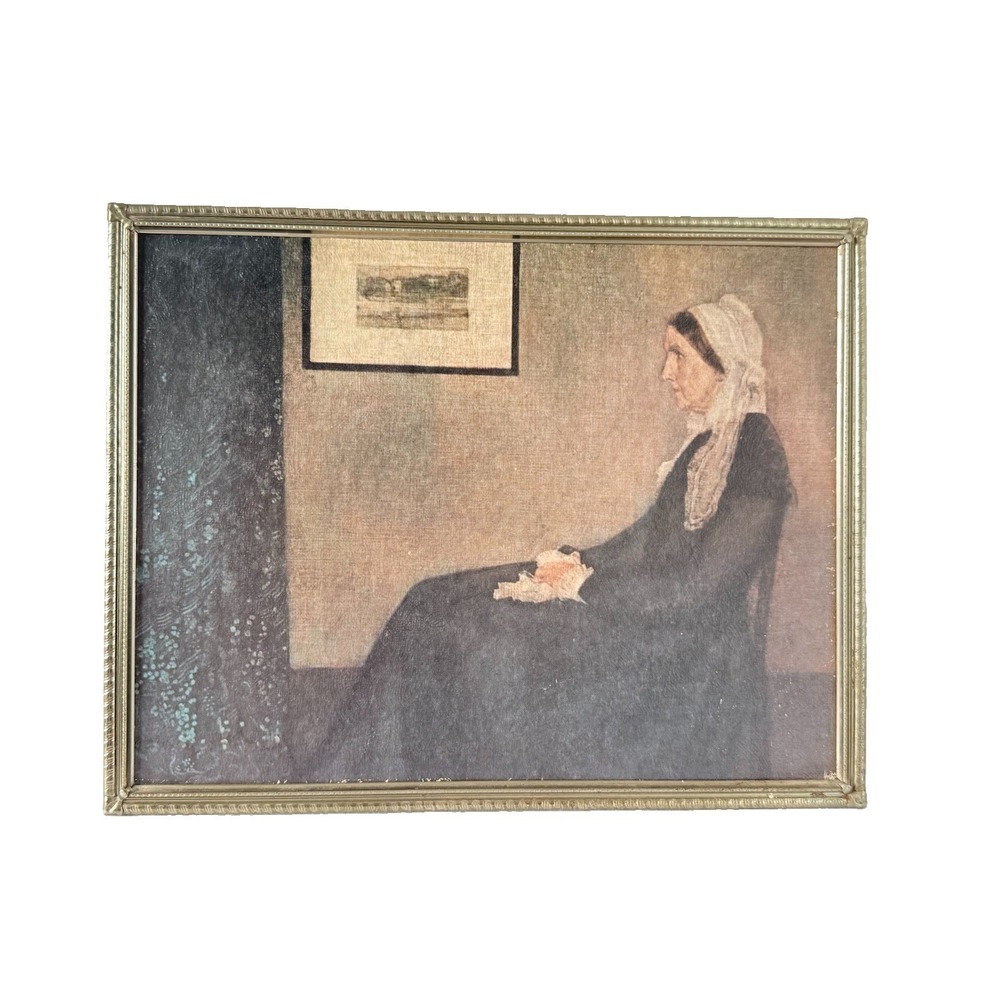 Vintage Whistler's Mother Framed Art Print Gold Metal Frame Tabletop Wall Decor